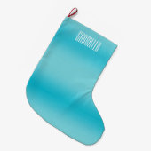 パーソナライズな水の青い縞 ラージクリスマスストッキング (正面 (吊り時))