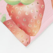 パーソナライズな水彩画のいちごの名前 フリースブランケット (角)