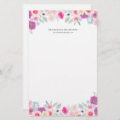 パーソナライズな水彩画のカラフルなアネモネ 便箋 (正面/裏面)