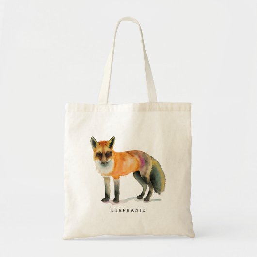 パーソナライズな水彩画のキツネの芸術 トートバッグ (正面)