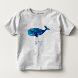 パーソナライズな水彩画のクジラの海洋の子供 トドラーTシャツ