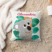 パーソナライズな水彩画のコアラ動物の女の子 クッション (ブランケット)