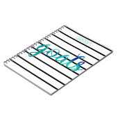 パーソナライズな水彩画のゴールの粋な黒のストライプ ノートブック (左側)