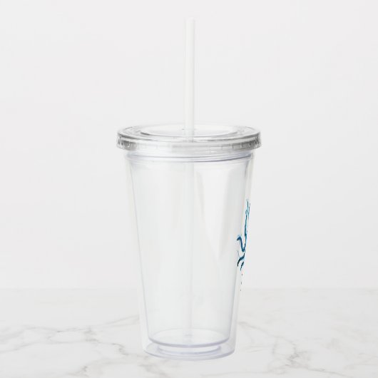 パーソナライズな水彩画のタコの海洋の子供 アクリルタンブラー (右)