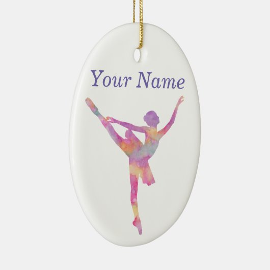 パーソナライズな水彩画のバレリーナのシルエット セラミックオーナメント (右)