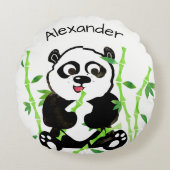 パーソナライズな水彩画のパンダくま動物の子供 ラウンドクッション (正面)