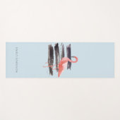 パーソナライズな水彩画のピンクのフラミンゴ ヨガマット (正面(横))