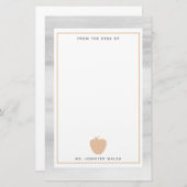 パーソナライズな水彩画のモモのAppleの灰色の先生 便箋 (正面/裏面)