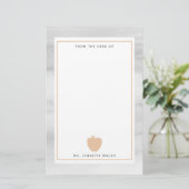 パーソナライズな水彩画のモモのAppleの灰色の先生 便箋 (スタンド正面)