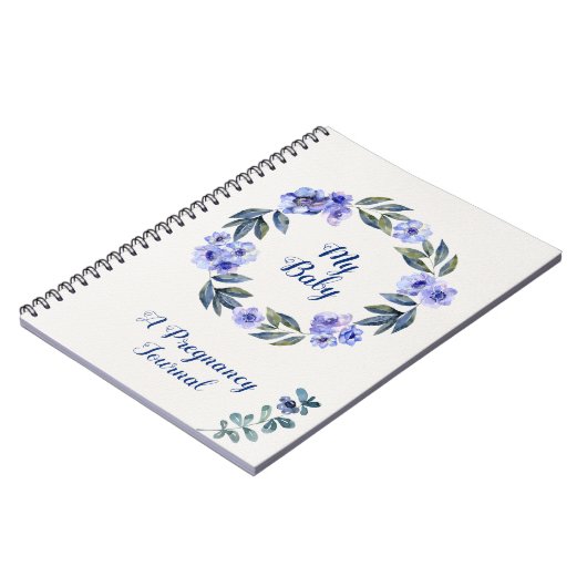 パーソナライズな水彩画の花の妊娠ジャーナル ノートブック (左側)