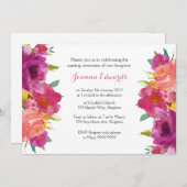 パーソナライズな水彩画の花の示す式 招待状 (正面/裏面)