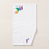 パーソナライズな水彩画の虹のユニコーンのシルエット バスタオルセット (ハンドタオル)