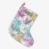 パーソナライズな水彩画の蝶抽象芸術 ラージクリスマスストッキング (正面 (吊り時))