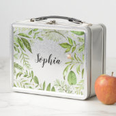 パーソナライズな水彩画の野生の緑の群葉 メタルランチボックス (インサイチュ)