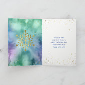 パーソナライズな水彩画の金ゴールドのメリークリスマスの写真 シーズンカード (内部)