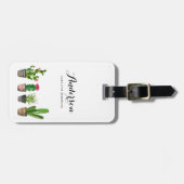 パーソナライズな水彩画の鉢植えなSucculents ラゲッジタグ (正面横)