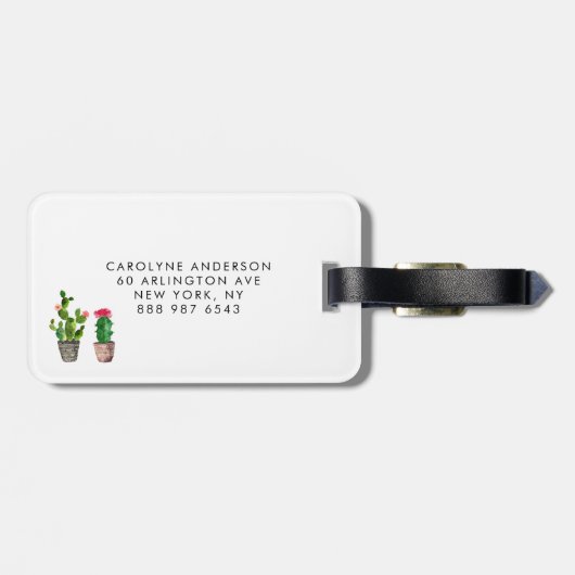 パーソナライズな水彩画の鉢植えなSucculents ラゲッジタグ (裏面横)