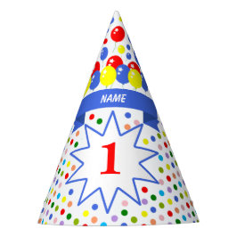 パーソナライズな水玉模様のカラフルの誕生日 パーティーハット