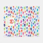 パーソナライズな海のカニの下の虹の水彩画 フリースブランケット (正面(横))