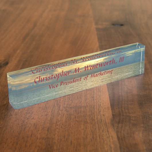 パーソナライズな海洋の日の出 デスクネームプレート (側面)