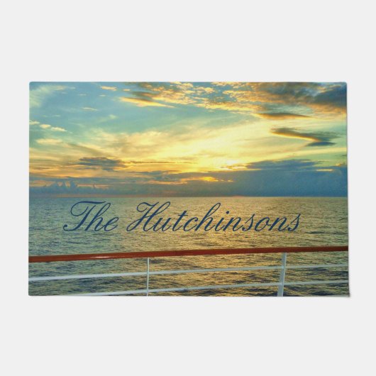 パーソナライズな海洋の日の出 ドアマット (正面)