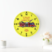 パーソナライズな消防士のギフトの普通消防車の柱時計 ラージ壁時計 (ホーム)
