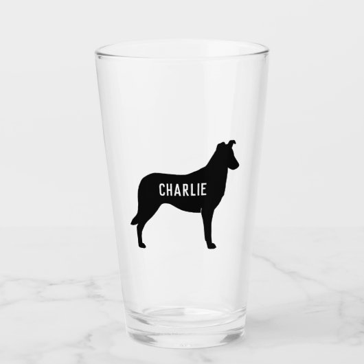 パーソナライズな滑らかなコリー犬のシルエット タンブラーグラス (正面)