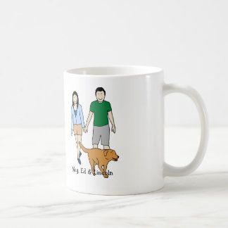 パーソナライズな漫画のマグカップルおよび犬 コーヒーマグカップ