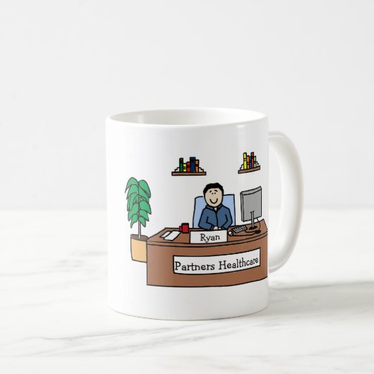 パーソナライズな漫画のマグwの会社名 コーヒーマグカップ (正面右)