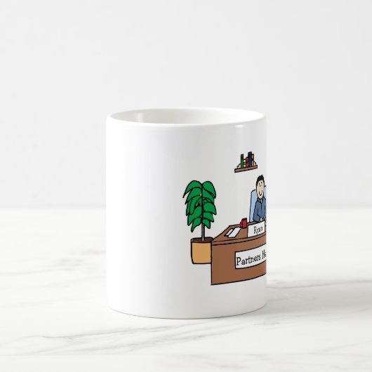 パーソナライズな漫画のマグwの会社名 コーヒーマグカップ (中央)