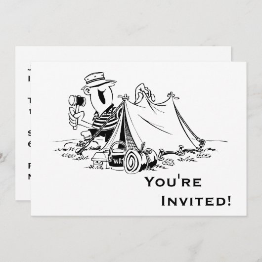 パーソナライズな漫画はキャンプします 招待状 (正面/裏面)