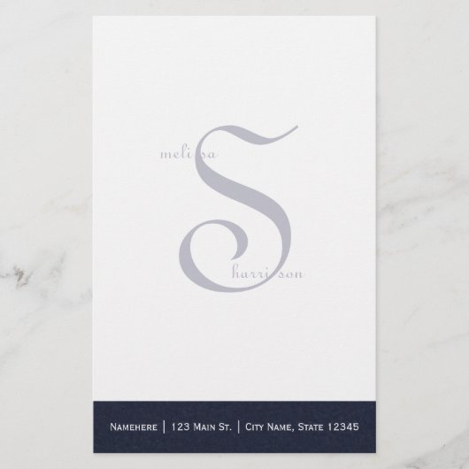 パーソナライズな濃紺の文房具 便箋 (正面)