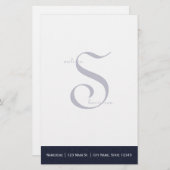 パーソナライズな濃紺の文房具 便箋 (正面/裏面)