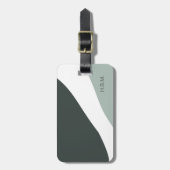 パーソナライズな灰色および緑色のブロック ラゲッジタグ (正面縦)