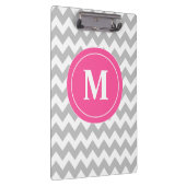 パーソナライズな灰色のピンクのシェブロン クリップボード (右)
