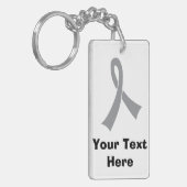 パーソナライズな灰色の認識度のリボン キーホルダー (正面左)