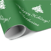 パーソナライズな無光沢の緑のクリスマスの包装紙 ラッピングペーパー (ロールコーナー)