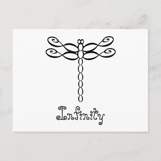 パーソナライズな無限トンボの黒のデザイン ポストカード (正面)
