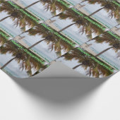 パーソナライズな熱帯クリスマスのビーチのヤシの木 ラッピングペーパー (角)