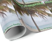 パーソナライズな熱帯クリスマスのビーチのヤシの木 ラッピングペーパー (ロールコーナー)