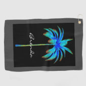 パーソナライズな熱帯ターコイズのヤシの木 ゴルフタオル (横)