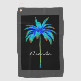 パーソナライズな熱帯ターコイズのヤシの木 ゴルフタオル