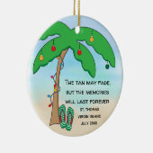 パーソナライズな熱帯ビーチのクリスマス セラミックオーナメント (右)
