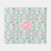 パーソナライズな熱帯ピンクのフラミンゴの礁湖 フリースブランケット (正面(横))