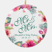 パーソナライズな熱帯花の結婚式|のオーナメント セラミックオーナメント (裏面)