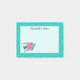 パーソナライズな熱帯魚のピンクおよびティール（緑がかった色） ポストイット