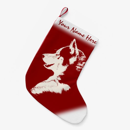 パーソナライズな犬のストッキングに貯蔵するハスキーなクリスマス スモールクリスマスストッキング (正面 (吊り時))