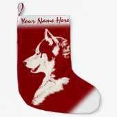 パーソナライズな犬のストッキングに貯蔵するハスキーなクリスマス スモールクリスマスストッキング (正面)