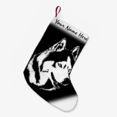 パーソナライズな犬のストッキングに貯蔵するハスキーなクリスマス スモールクリスマスストッキング (正面 (吊り時))