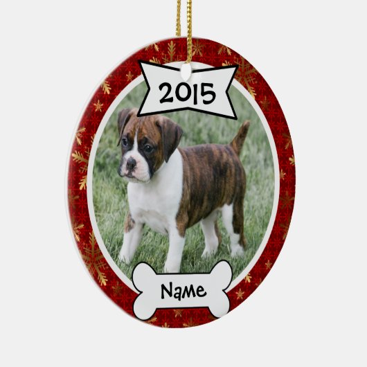 パーソナライズな犬の写真のオーナメント セラミックオーナメント (右)